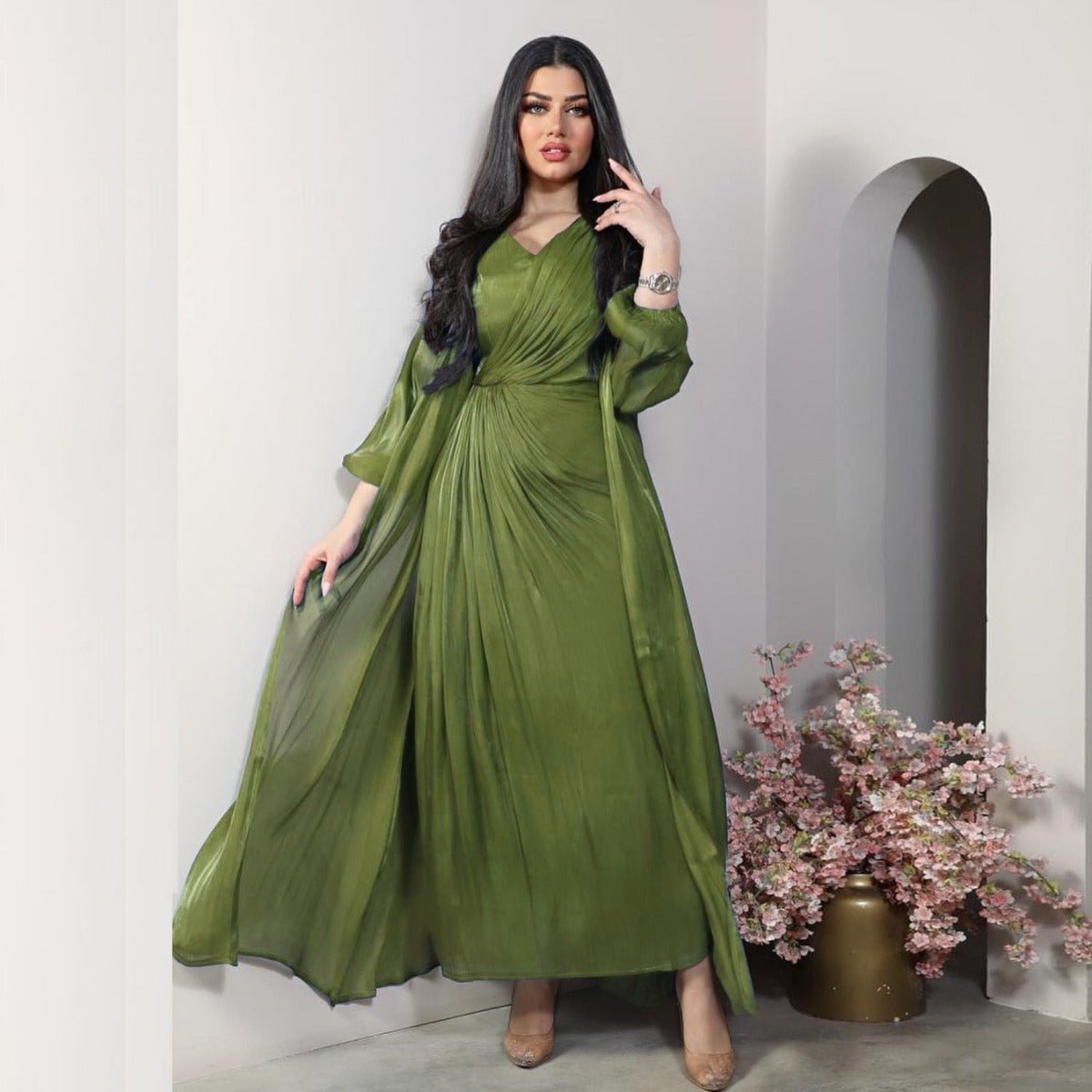 Luxury Modest Fashion Celestial Silk Abaya Set(MOA203) - Mariam's Collection