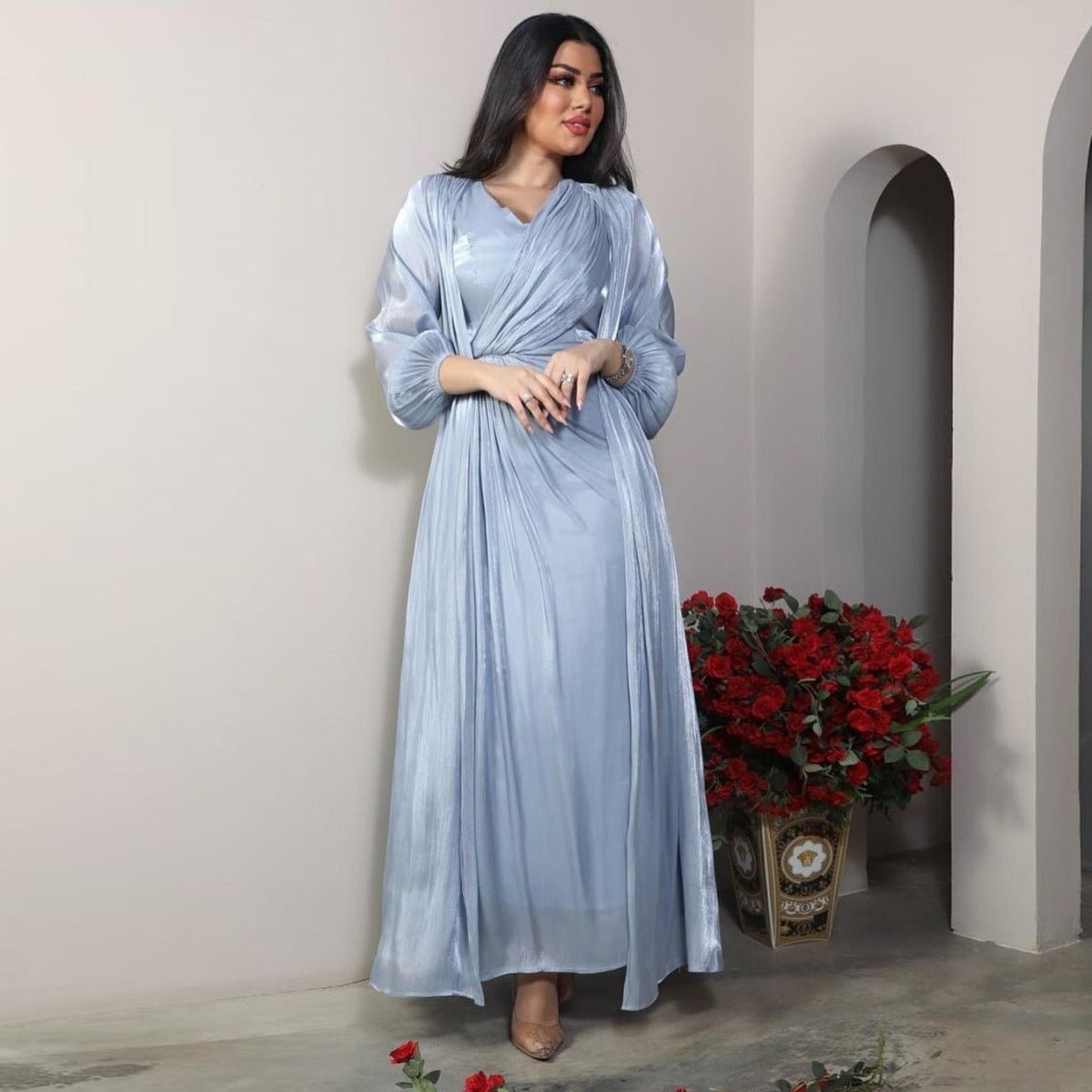 Luxury Modest Fashion Celestial Silk Abaya Set(MOA203) - Mariam's Collection
