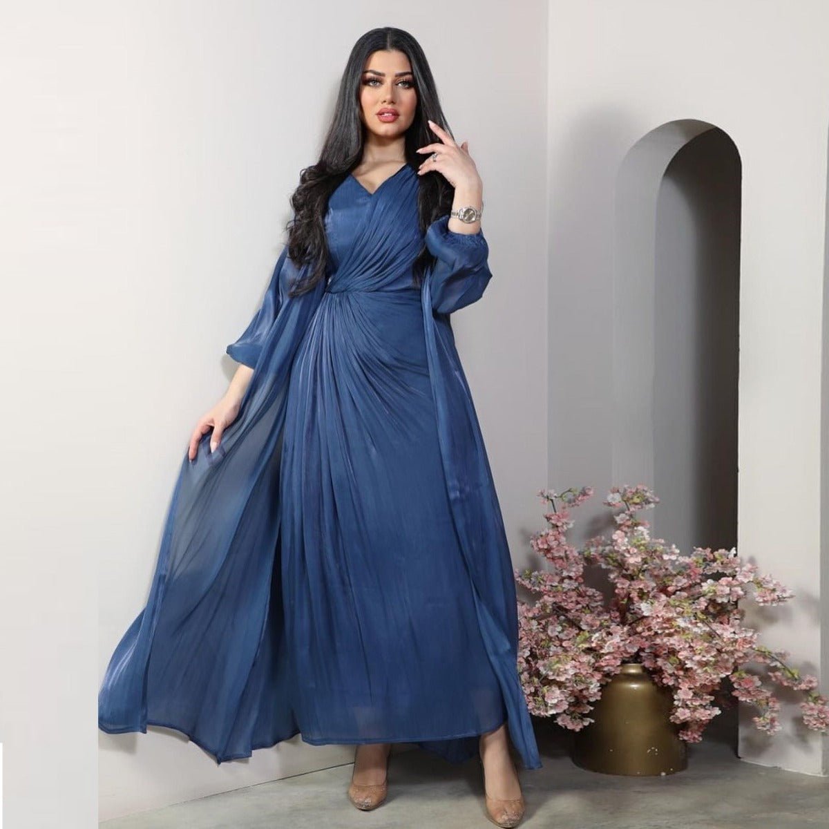 Luxury Modest Fashion Celestial Silk Abaya Set(MOA203) - Mariam's Collection