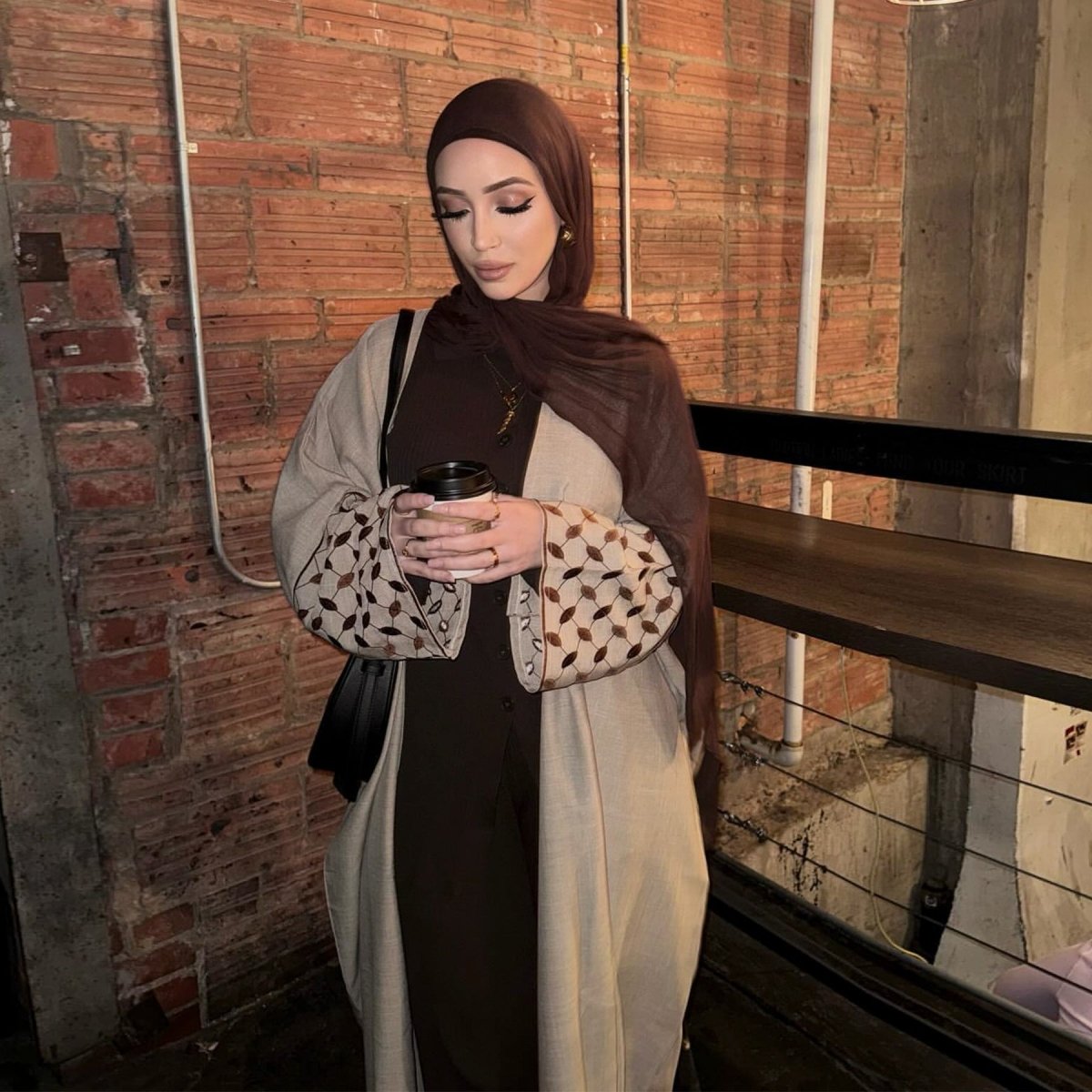 Luxury Muslim Embroidered Elegant Open Abaya Dress. (MOA160) - Mariam's Collection