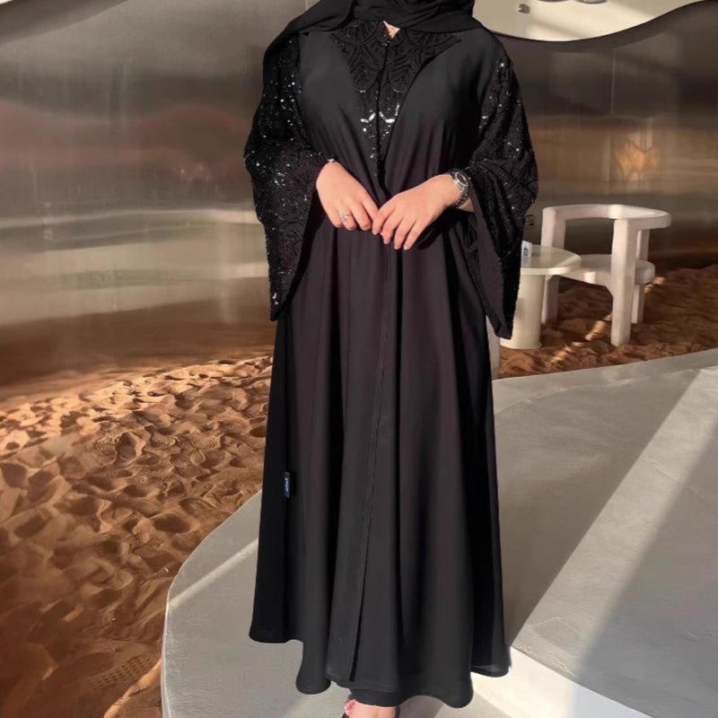 Luxury Muslim Midnight Star Beaded Evening Wear Abaya (MOA186) - Mariam's Collection