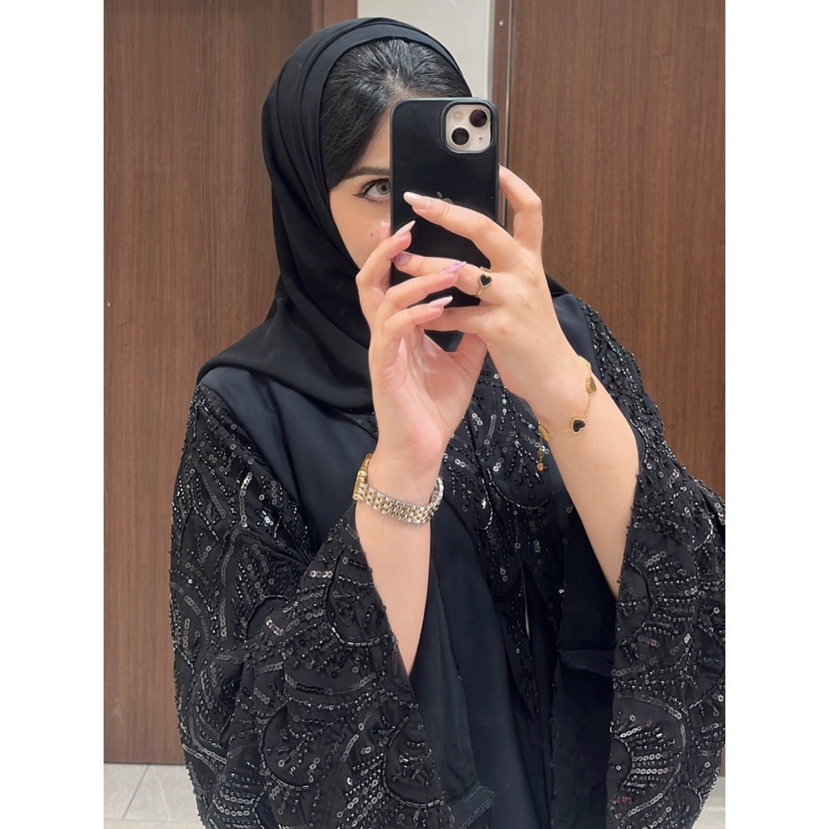Luxury Muslim Midnight Star Beaded Evening Wear Abaya. (MOA186) - Mariam's Collection