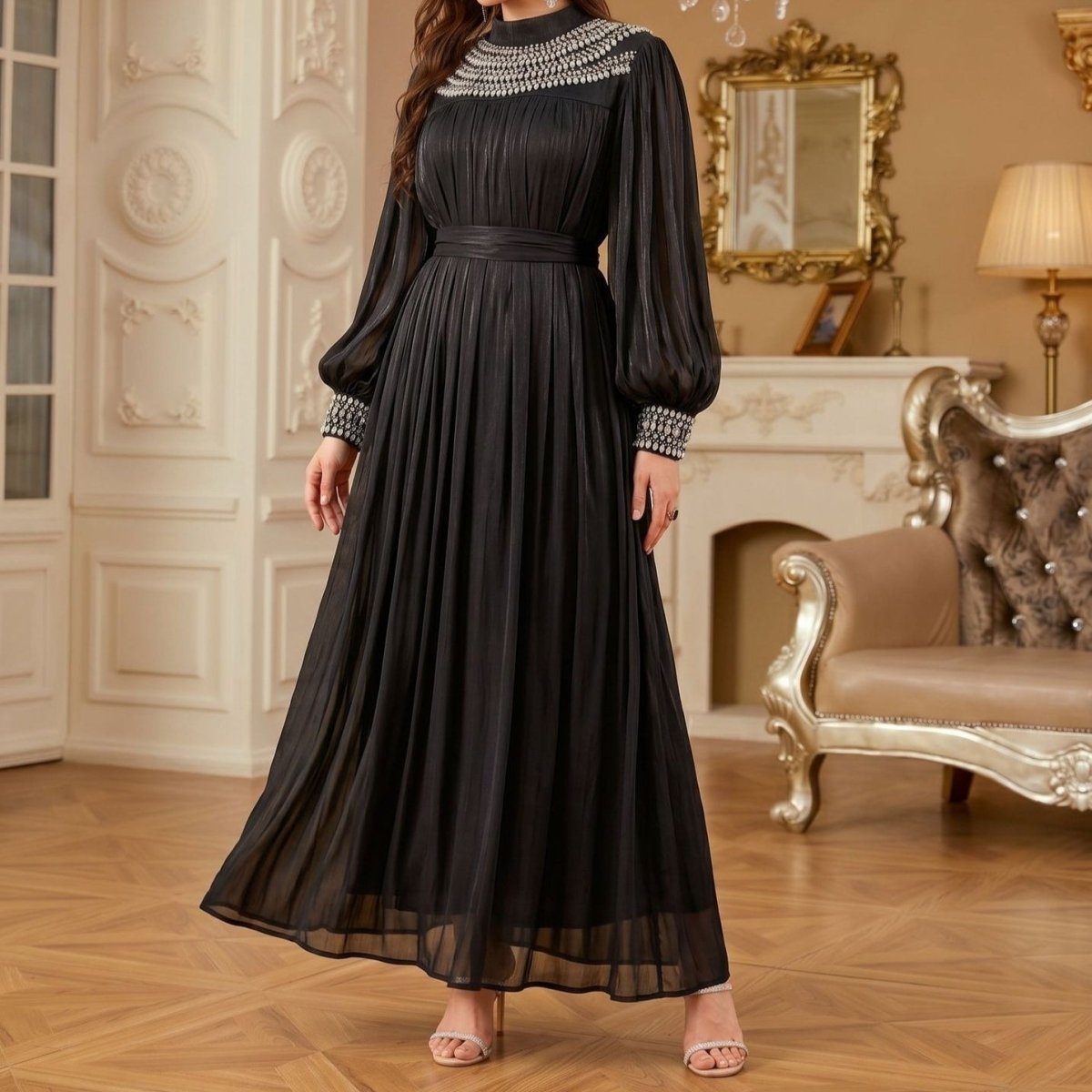 diamond collar long dress Diamond Maxi Dress, L