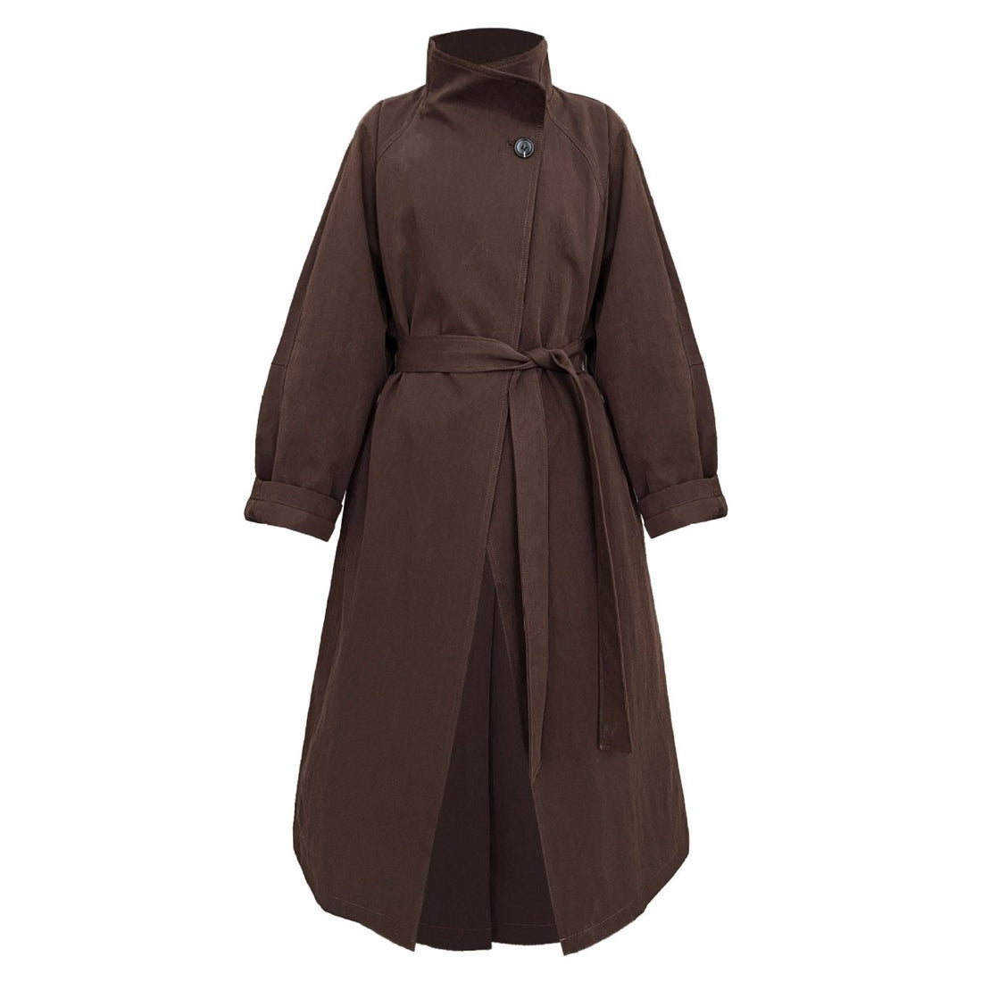 Luxury Stand Collar Coat | Single Button Mid-Length Trench