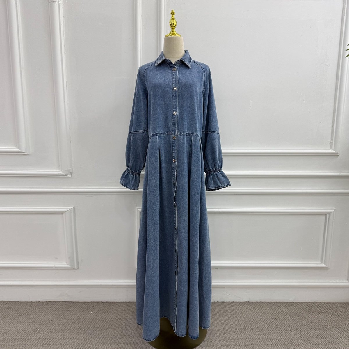 Lyocell Denim Maxi Dress(MS442) - Mariam's Collection