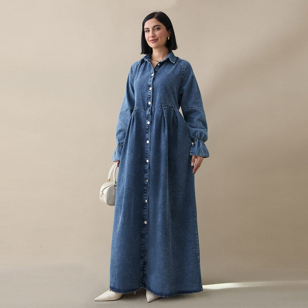 Lyocell Denim Maxi Dress(MS442) Blue / S