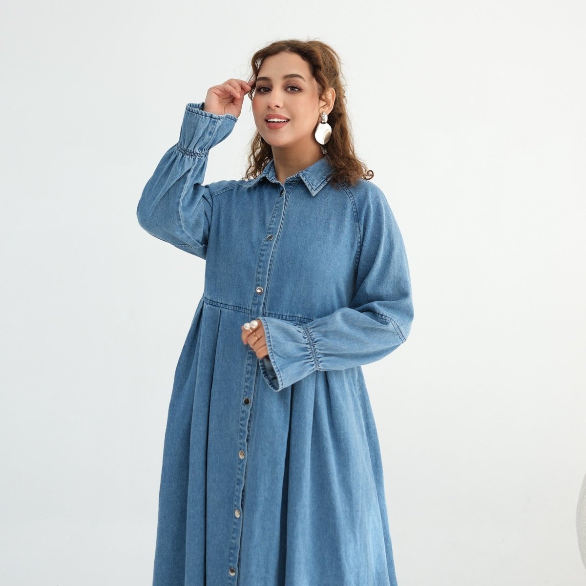 Lyocell Tencel Denim Maxi Dress(MA398) - Mariam's Collection