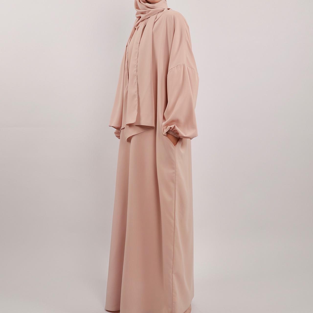 MA001 Hijab Attached Hoodie Abaya With Pockets - Mariam's Collection