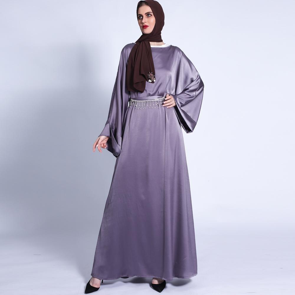 MA011 Pocket Satin Abaya With Shiny Rhinestone Belt MA011 Pocket Satin Abaya With Shiny Rhinestone Belt