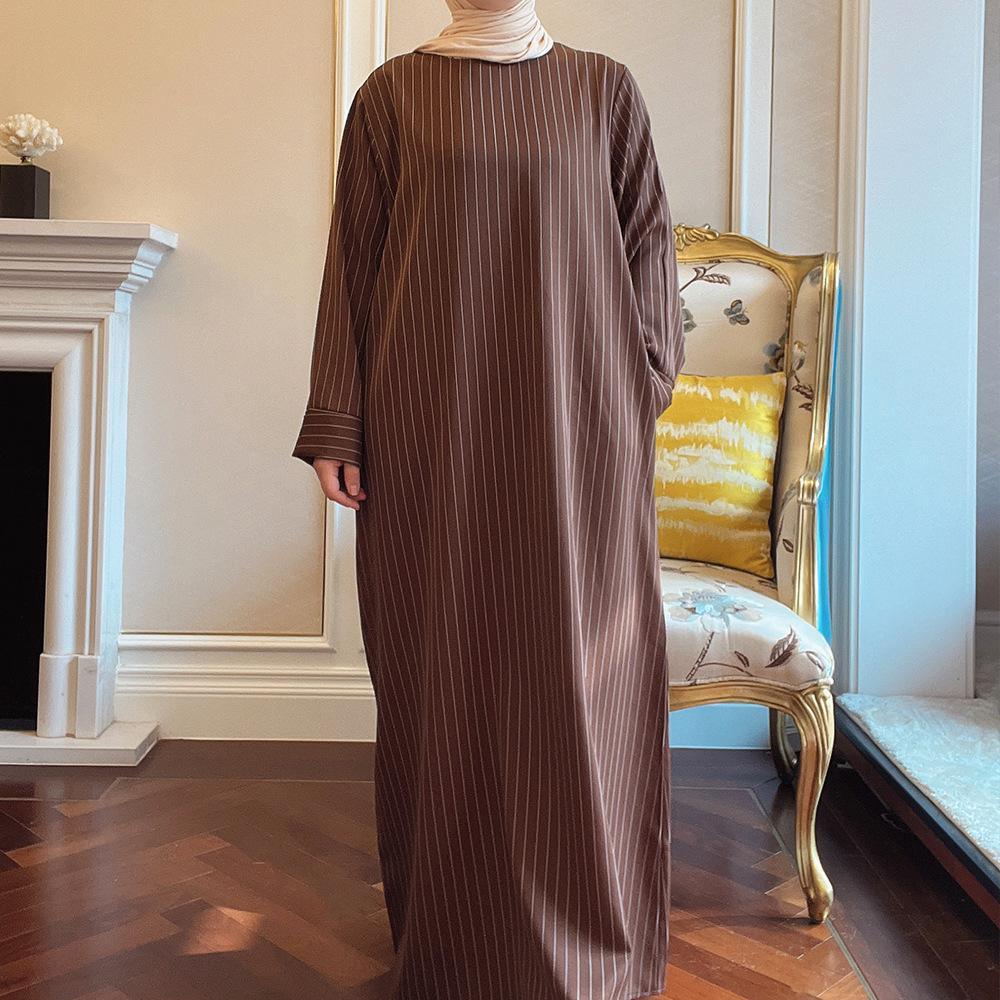 MA020 Winter Stripe Abaya With Pocket - Mariam's Collection