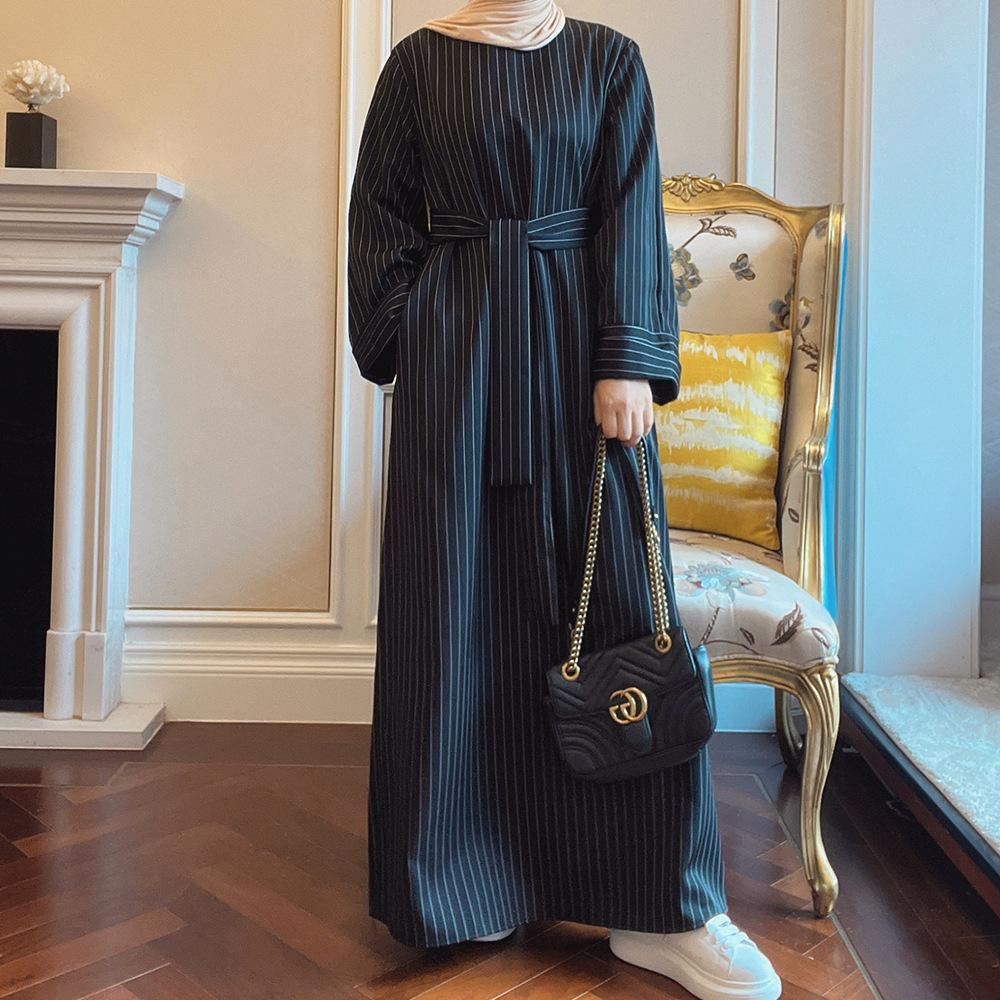 MA020 Winter Stripe Abaya With Pocket - Mariam's Collection