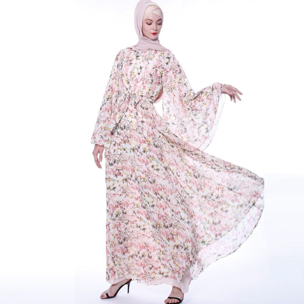 MA021 Double Layered Chiffon Floral Dress - Mariam's Collection