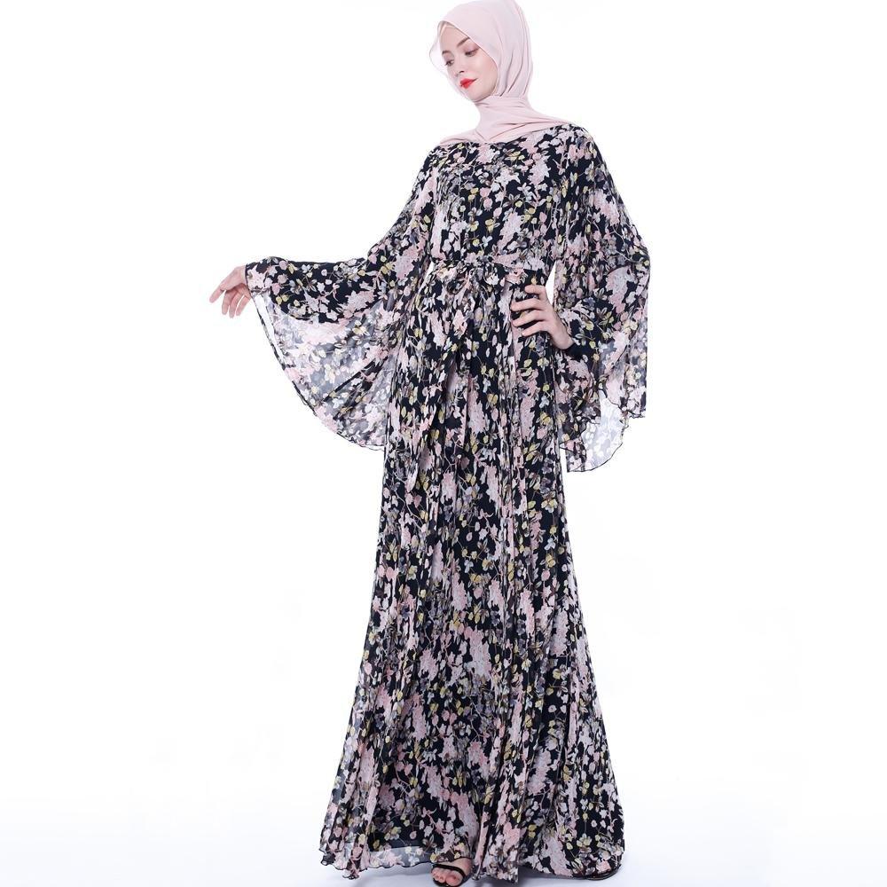 MA021 Double Layered Chiffon Floral Dress - Mariam's Collection