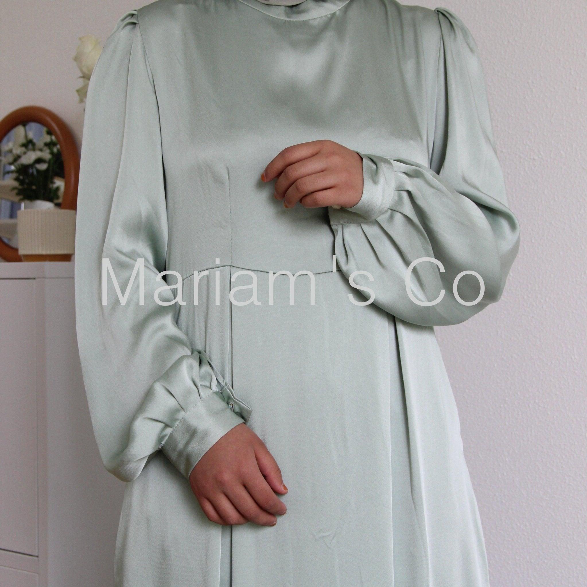 MA025 Sequins Satin 2 Pieces Pocket Abaya Set - Mariam's Collection