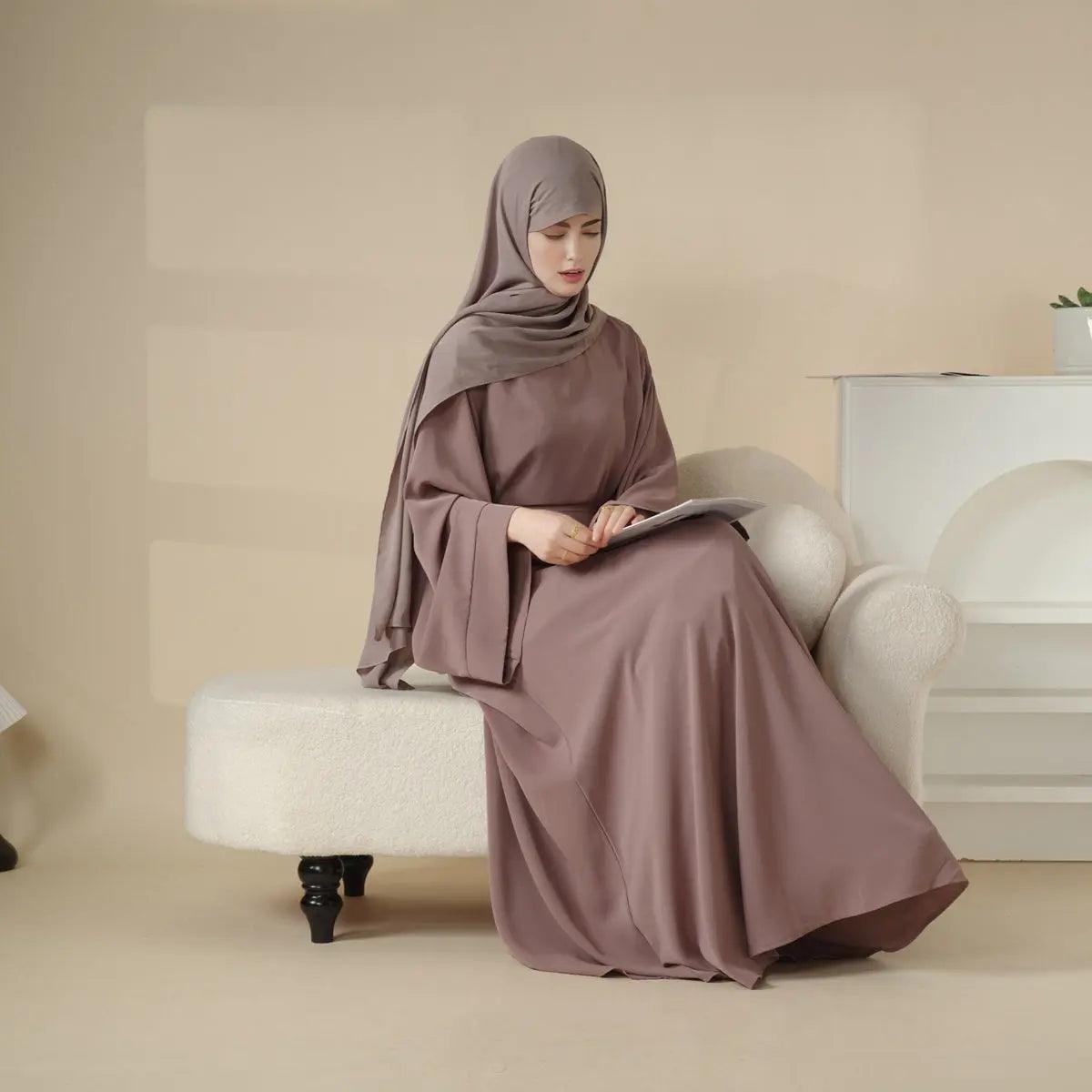 MA036 Elegant Solid Color Muslim Abaya - Mariam's Collection