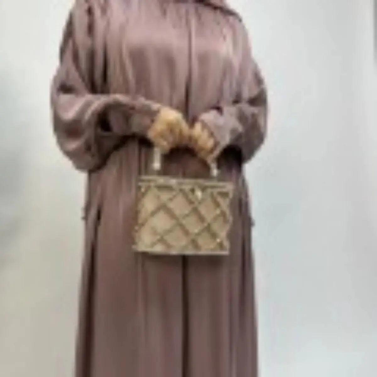 MA039 Armani Satin Drawstring Abaya Dress - Mariam's Collection