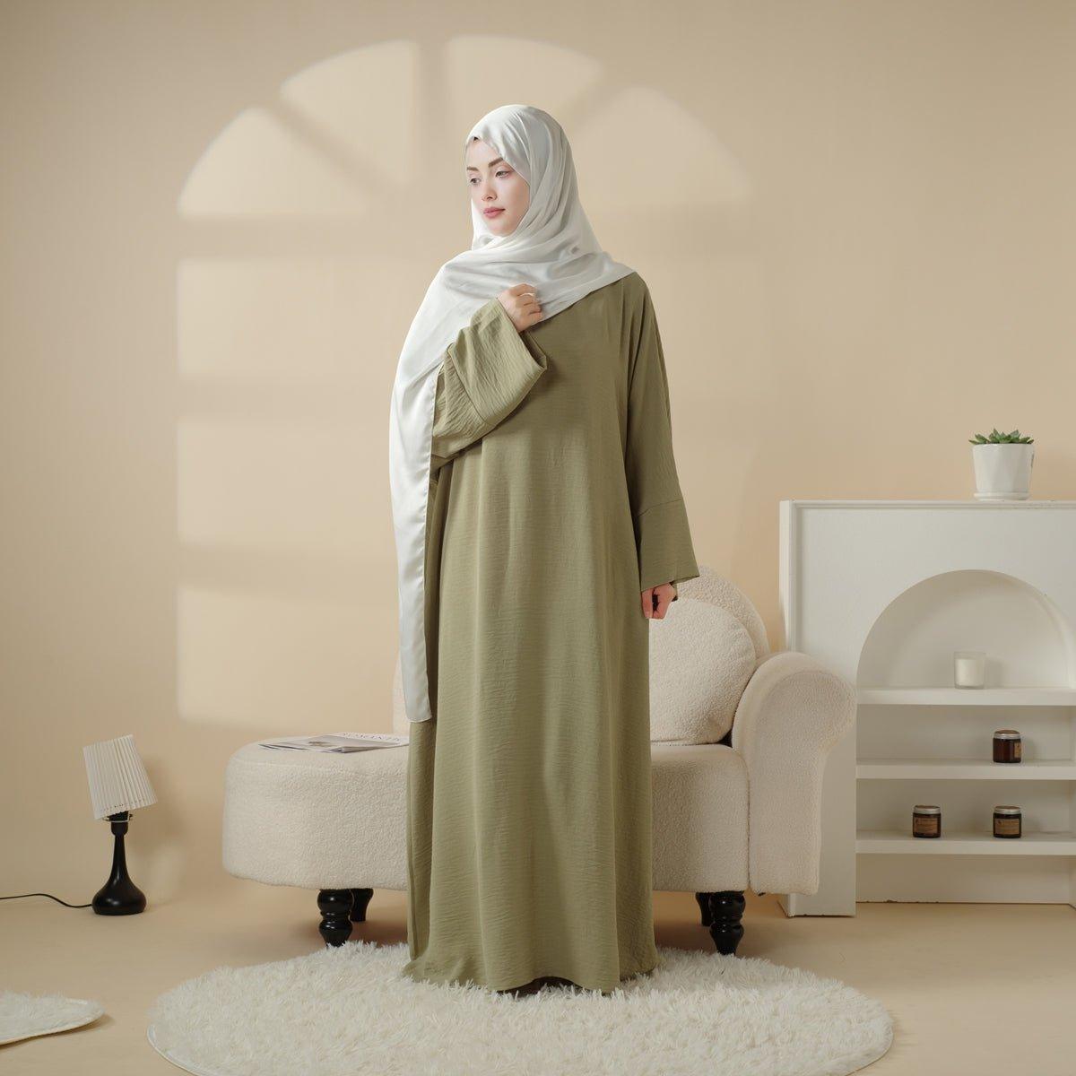 MA042 Simple vintage pleated Abaya - Mariam's Collection