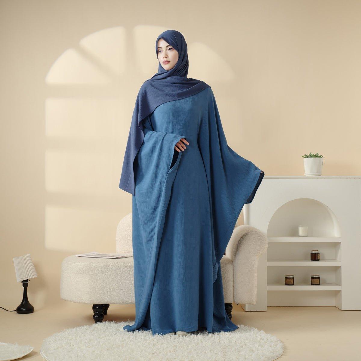 MA048 Butterfly Sleeve Plain Abaya - Mariam's Collection