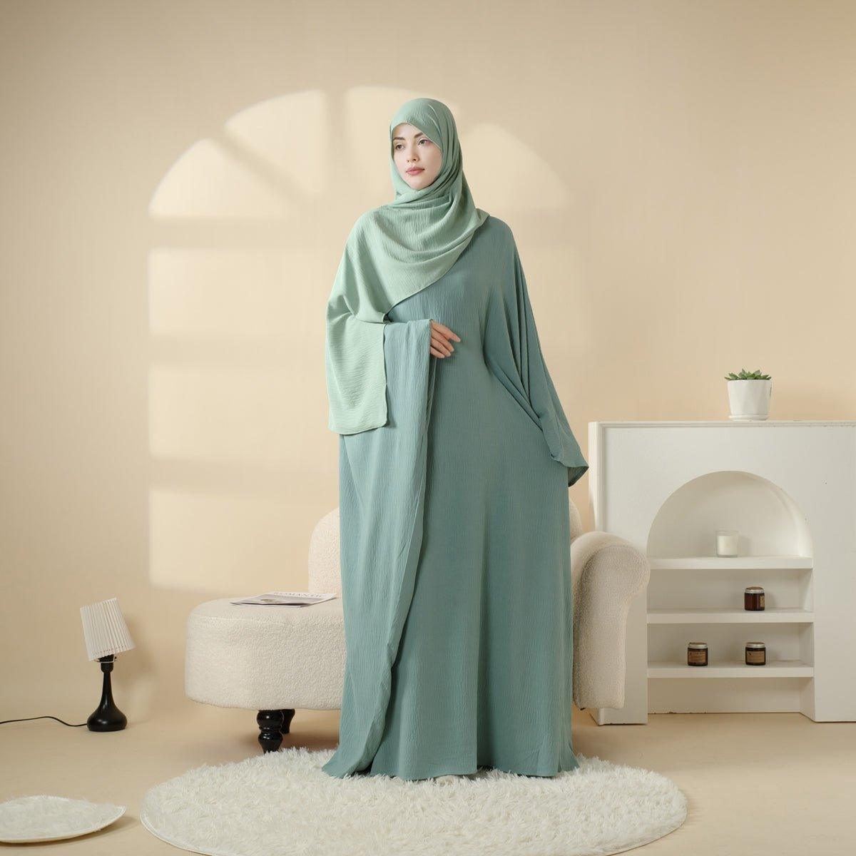 MA048 Butterfly Sleeve Plain Abaya - Mariam's Collection