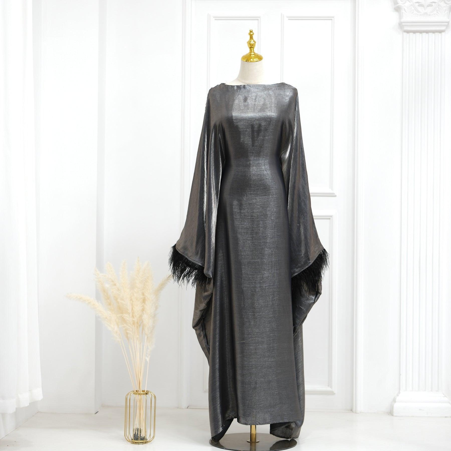 MA052 Party Feather Sleeves Abaya - Mariam's Collection