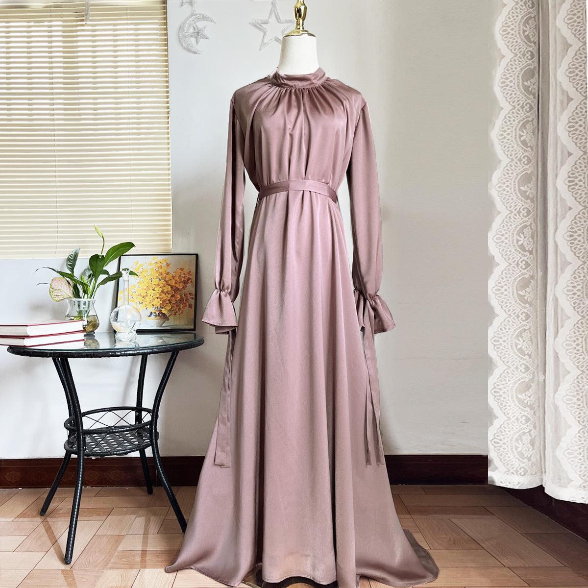 MA055 Butterfly Tie Elastic Sleeve A-Cut Abaya - Mariam's Collection
