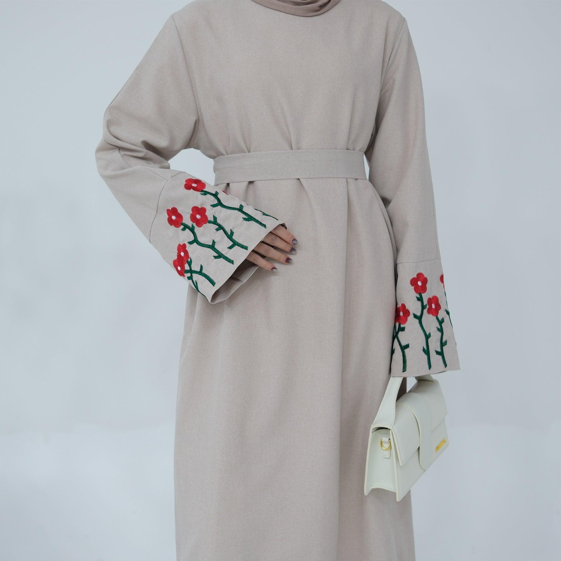 MA058 Floral Embroidery Elegant Abaya - Mariam's Collection