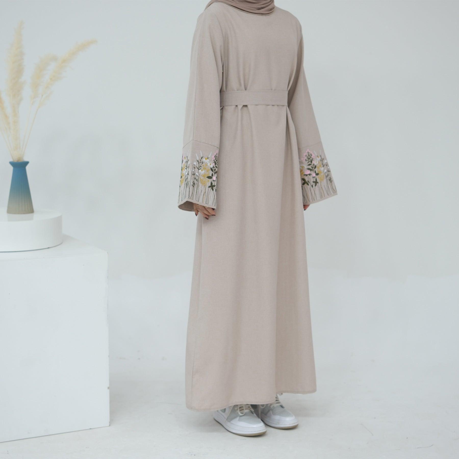 MA058 Floral Embroidery Elegant Abaya - Mariam's Collection