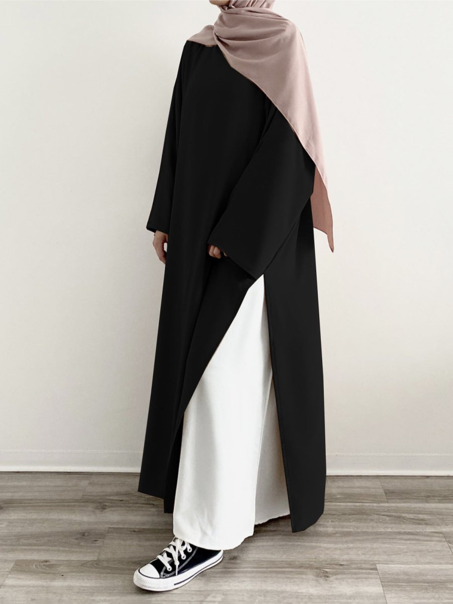 MA063 Casual Fashion Slit Abaya - Mariam's Collection