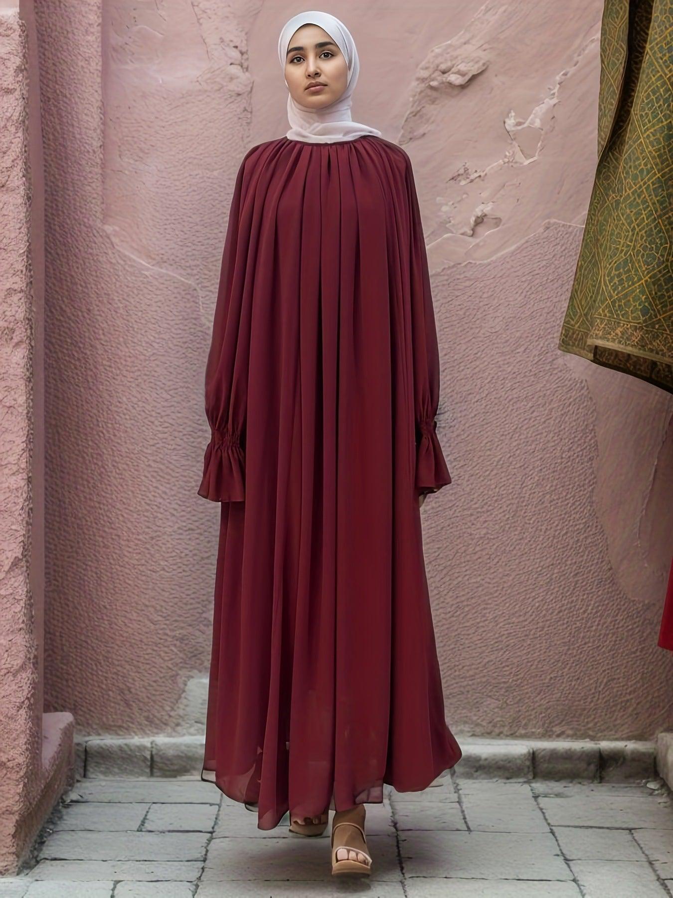 MA064 Chiffon Pleated Abaya - Mariam's Collection