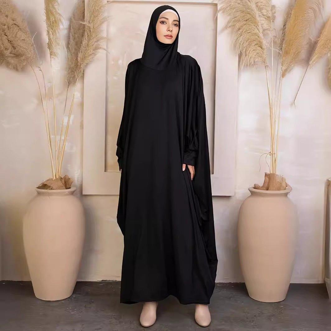 MA069 Solid Colour Loose Bat Sleeve Abaya - Mariam's Collection
