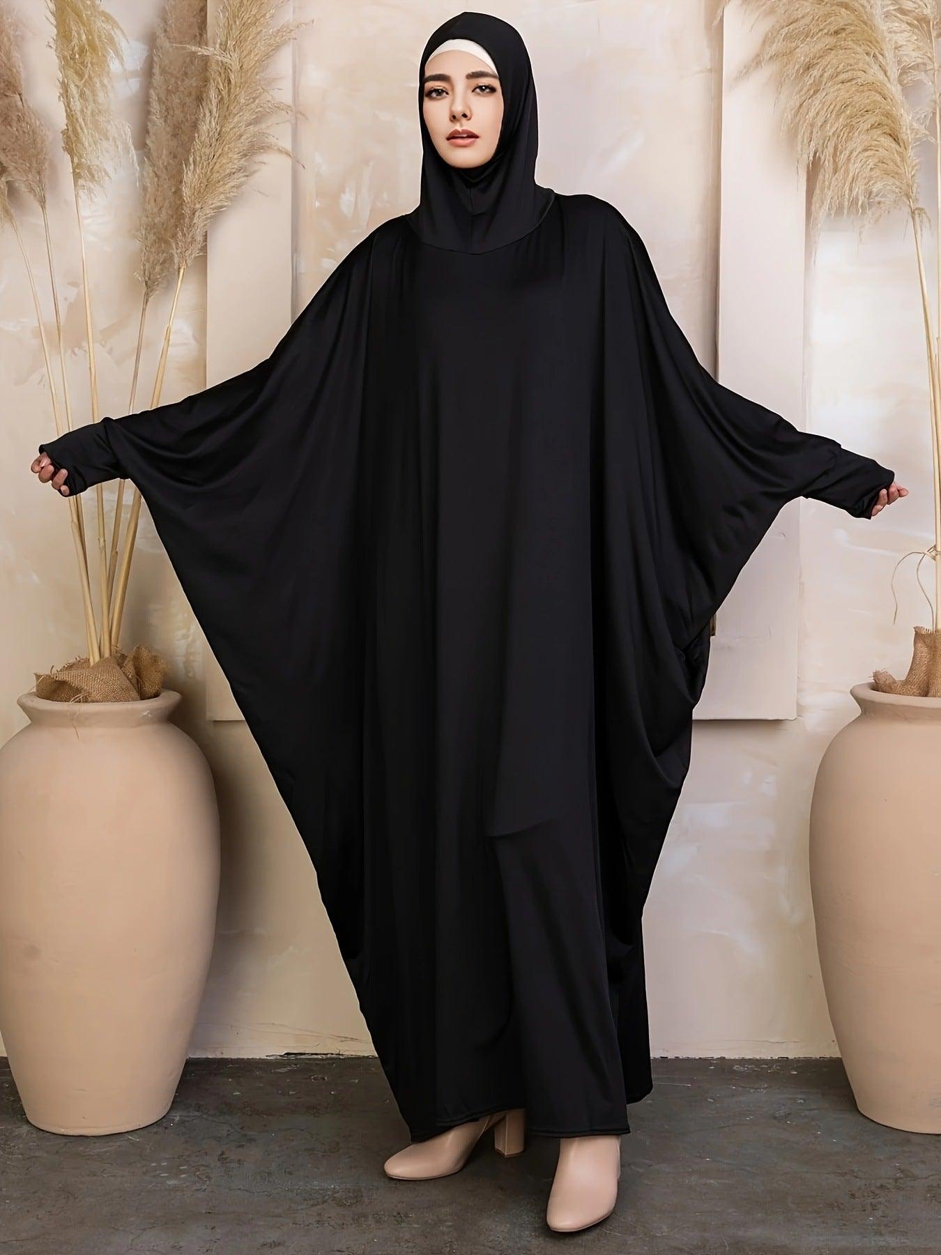 MA069 Solid Colour Loose Bat Sleeve Abaya - Mariam's Collection