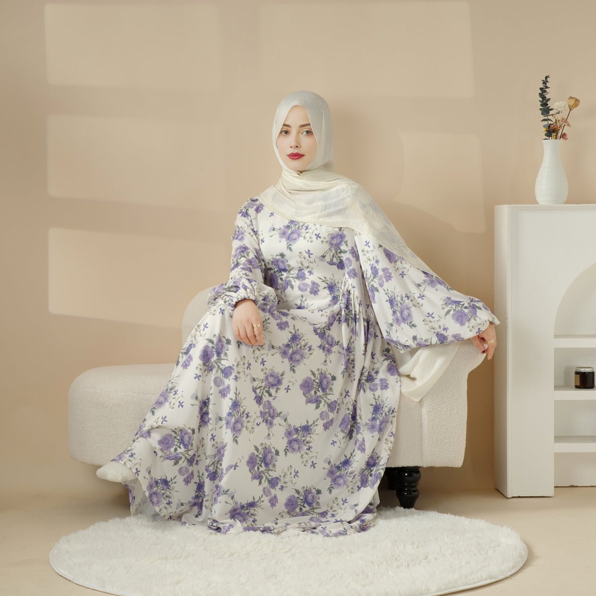 MA082 Printed Reversible Abaya - Mariam's Collection