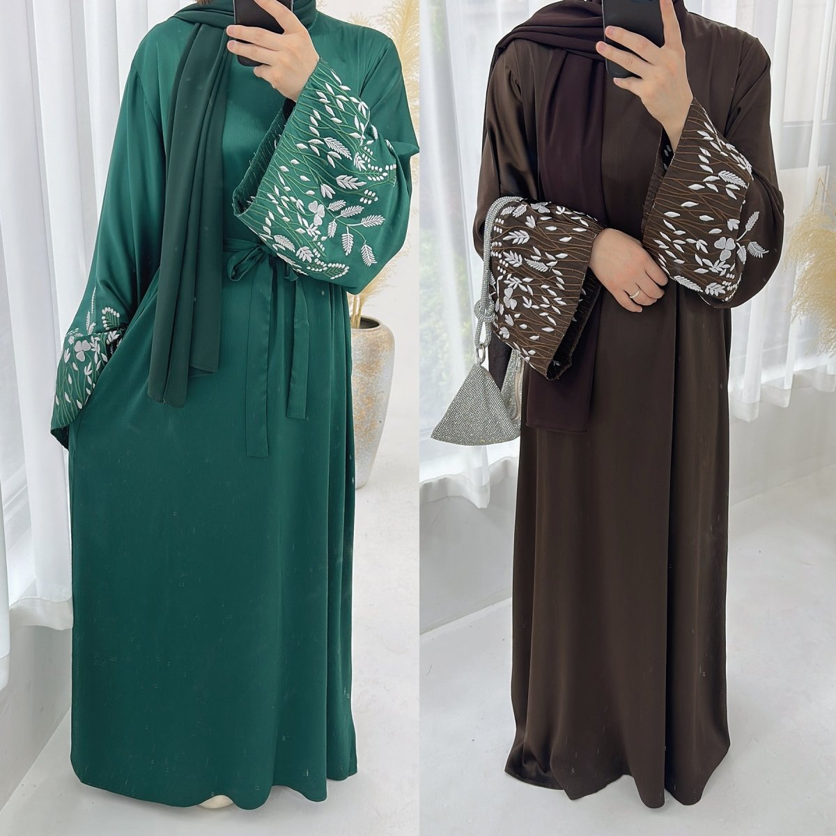MA088 Embroidered with Leaves Elegant Abaya Mariam's Collection