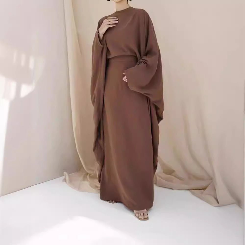 MA090 Crepe Batwing Loose Abaya 2 - Piece Set - Mariam's Collection