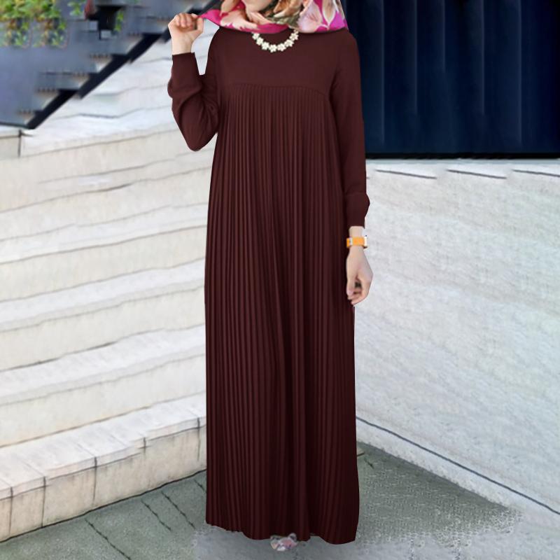 MA094 Simple Solid Color Pleated Abaya - Mariam's Collection