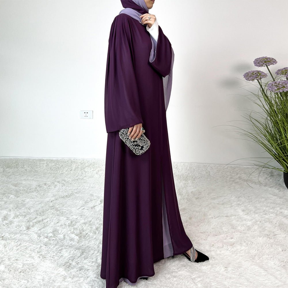 MA100 Patchwork Color Clash Abaya 2 - Piece Set - Mariam's Collection