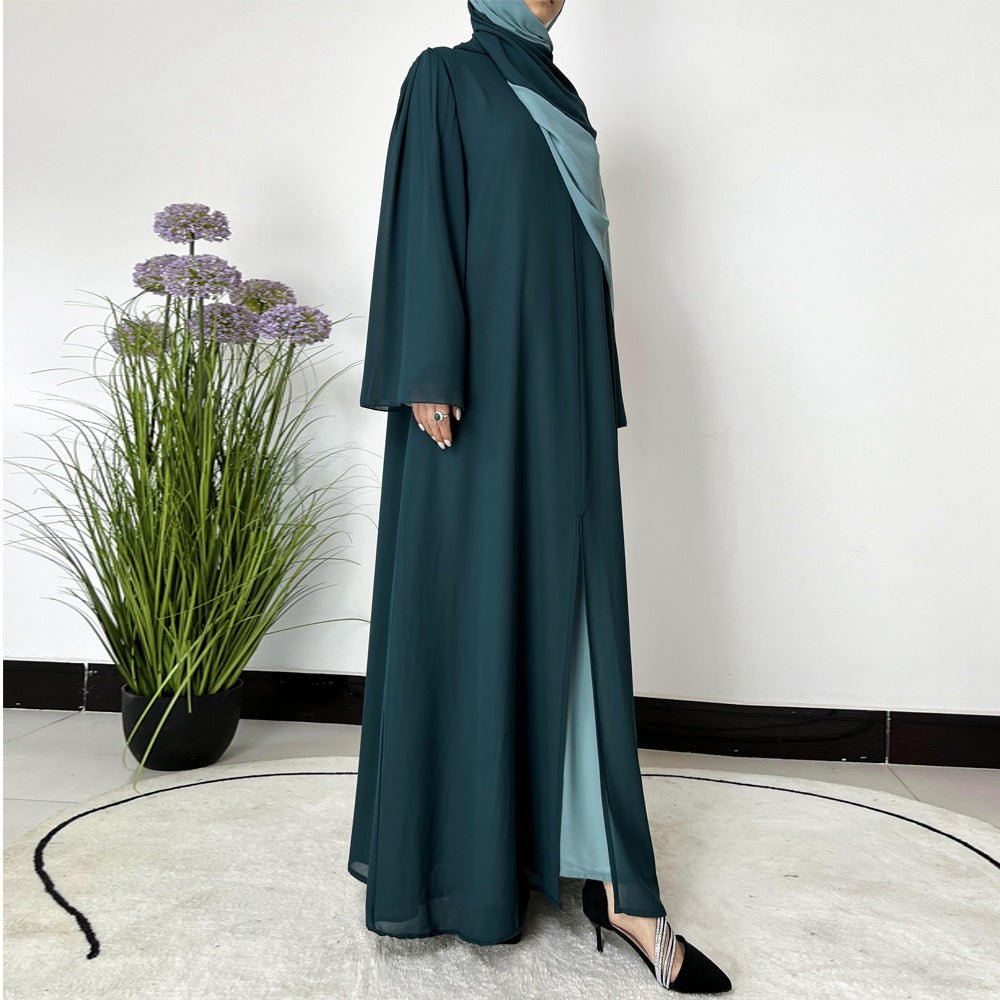 MA100 Patchwork Color Clash Abaya 2 - Piece Set - Mariam's Collection