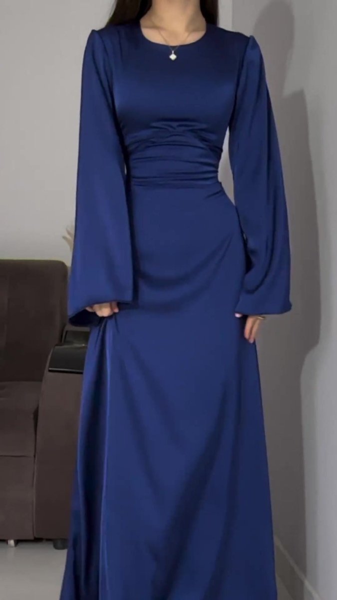 MA106 Waist Slimming Strappy Solid Color Abaya - Mariam's Collection