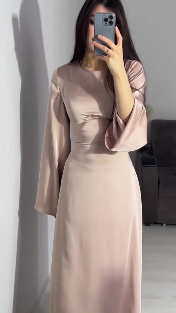 MA106 Waist Slimming Strappy Solid Color Abaya - Mariam's Collection