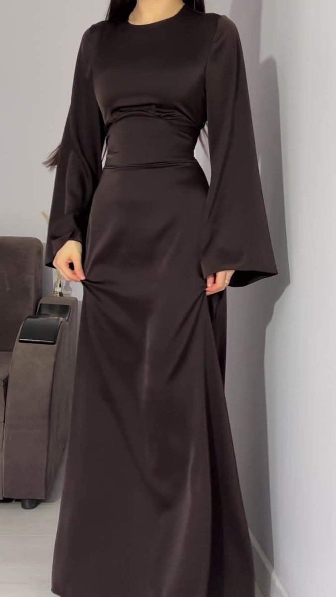 MA106 Waist Slimming Strappy Solid Color Abaya - Mariam's Collection