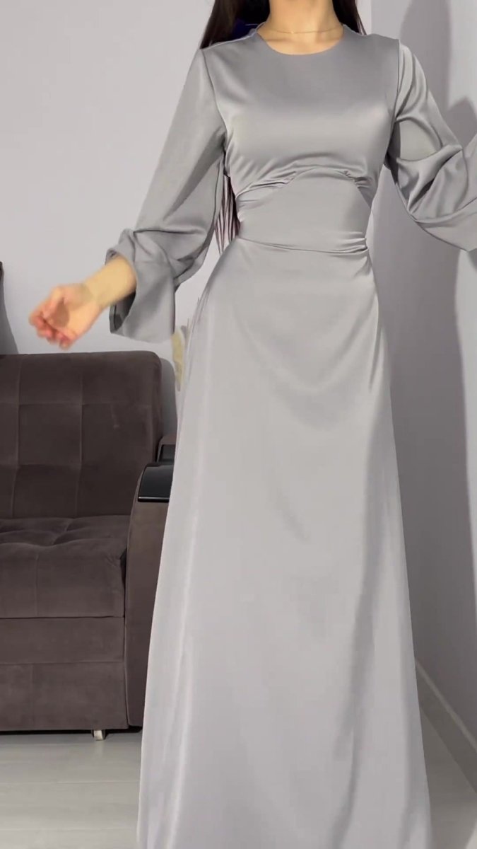 MA106 Waist Slimming Strappy Solid Color Abaya - Mariam's Collection