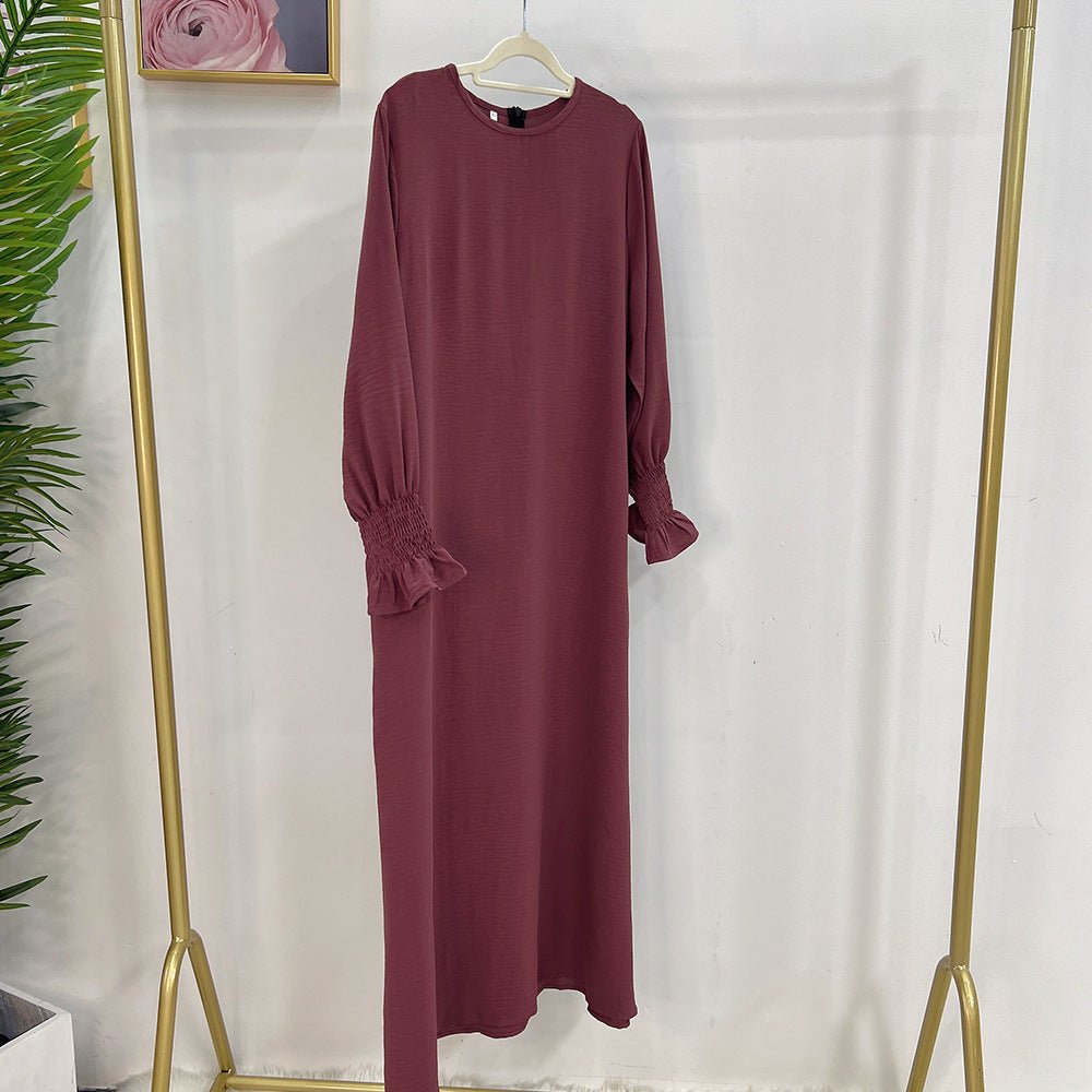 MA107 Crepe Solid Colour Trumpet Elasticated Sleeve Abaya - Mariam's Collection