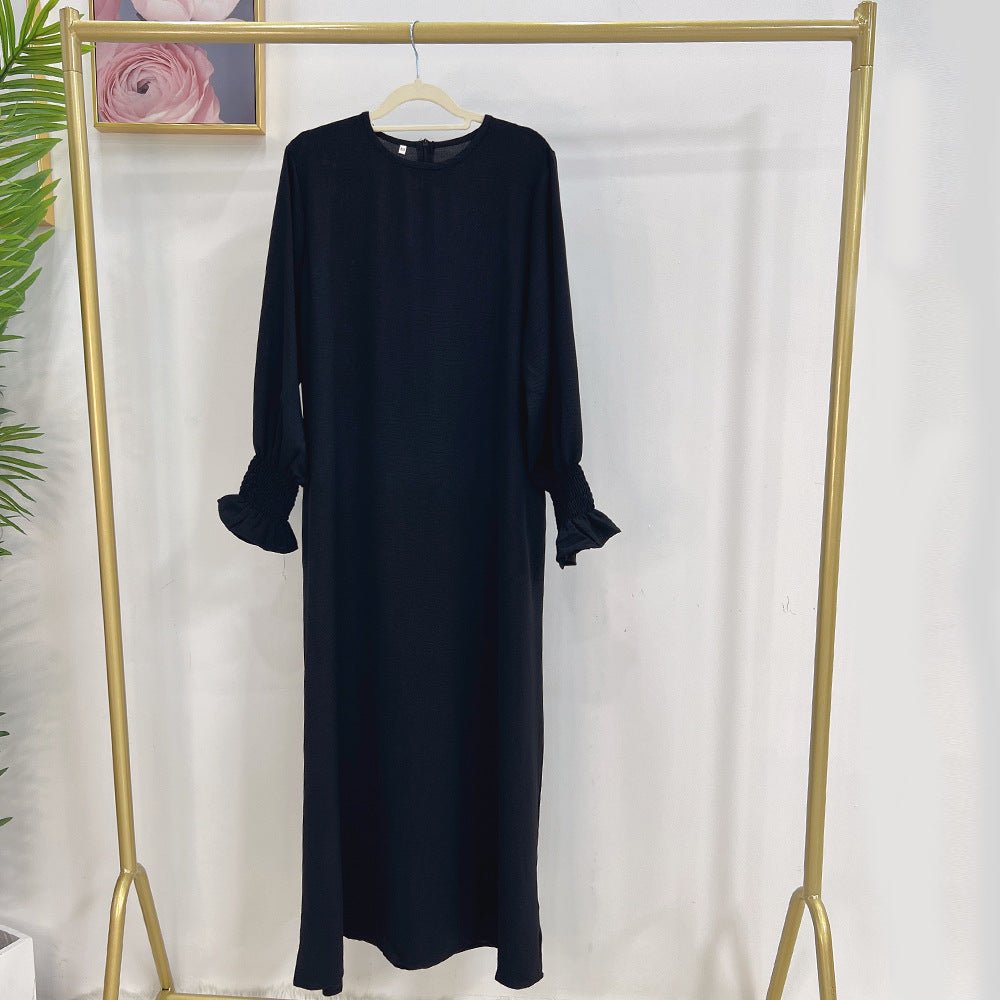 MA107 Crepe Solid Colour Trumpet Elasticated Sleeve Abaya - Mariam's Collection