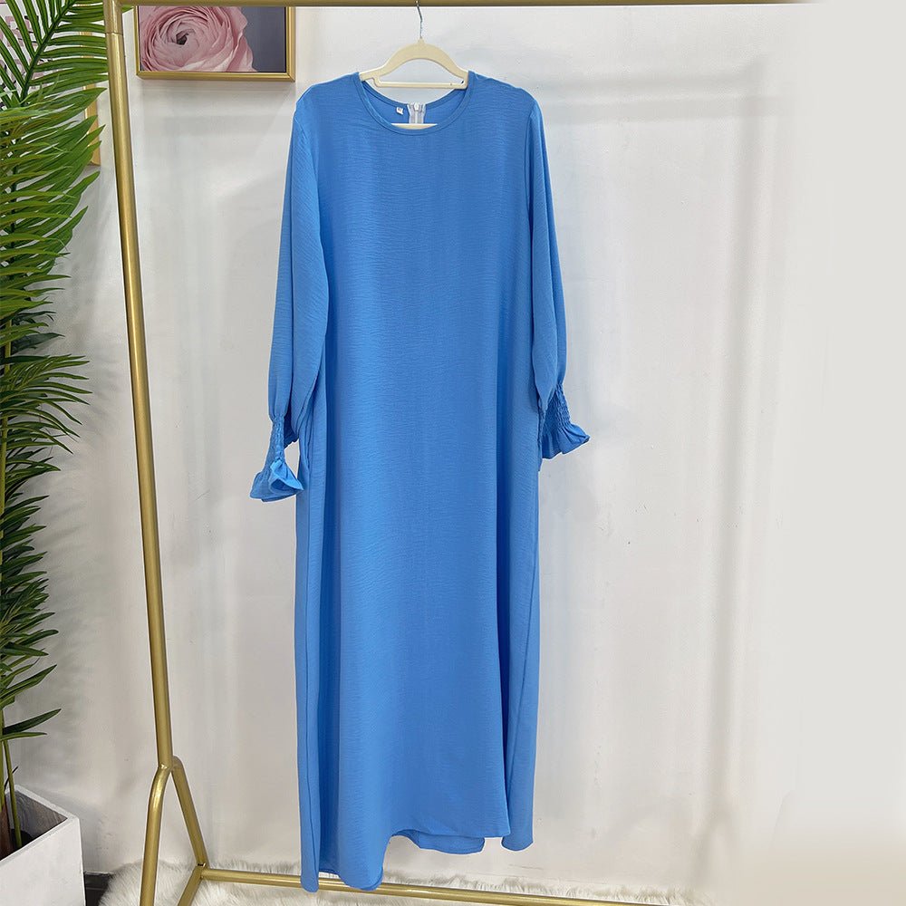 MA107 Crepe Solid Colour Trumpet Elasticated Sleeve Abaya - Mariam's Collection