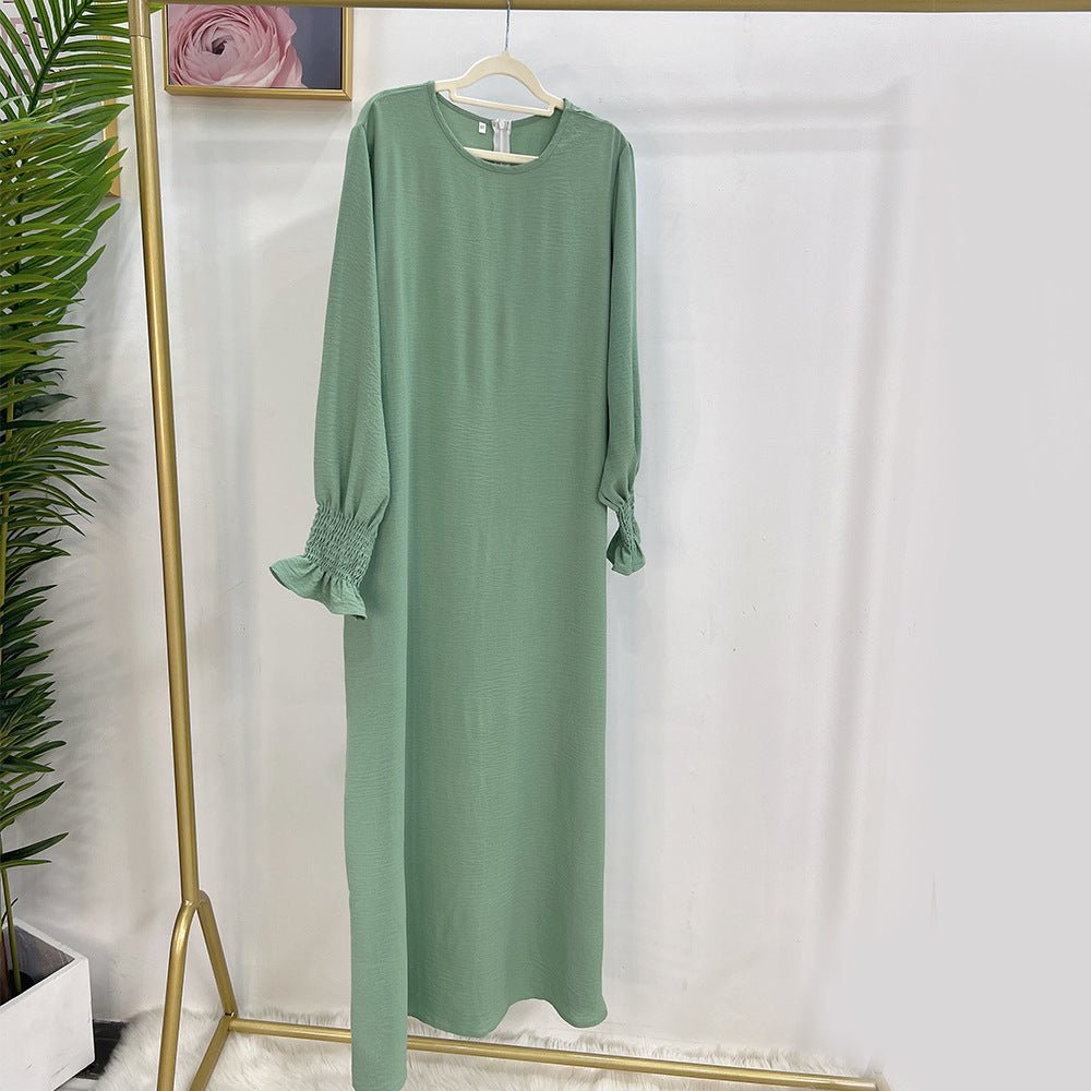 MA107 Crepe Solid Colour Trumpet Elasticated Sleeve Abaya - Mariam's Collection