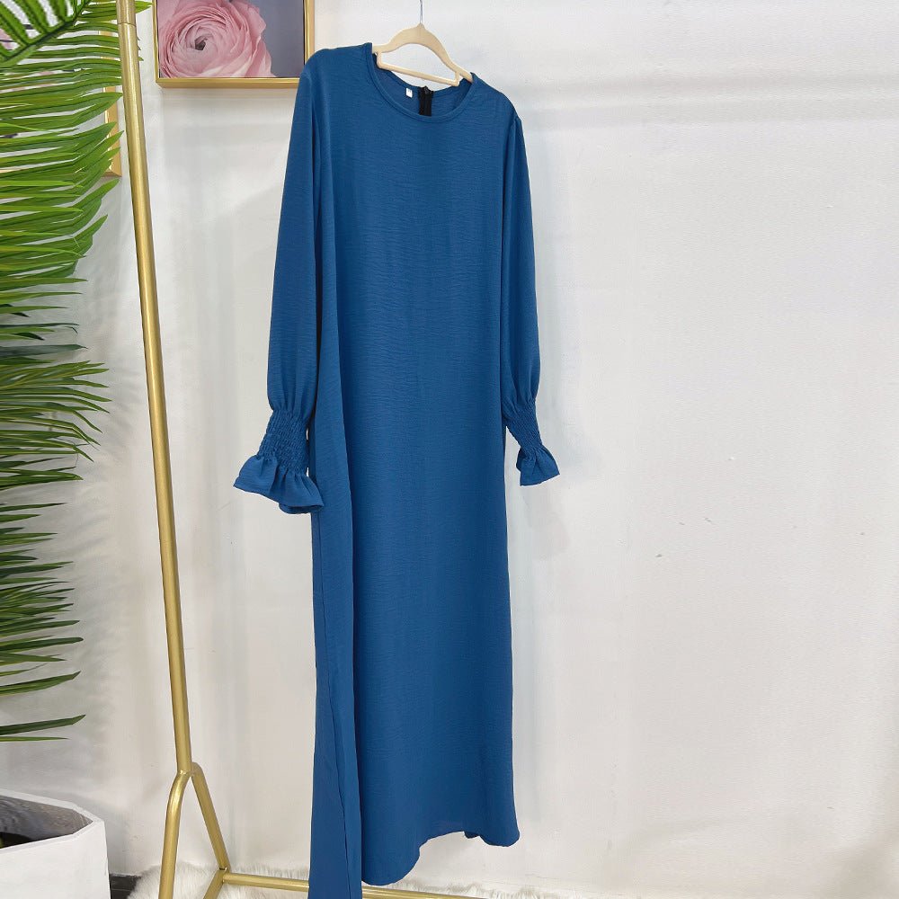 MA107 Crepe Solid Colour Trumpet Elasticated Sleeve Abaya - Mariam's Collection