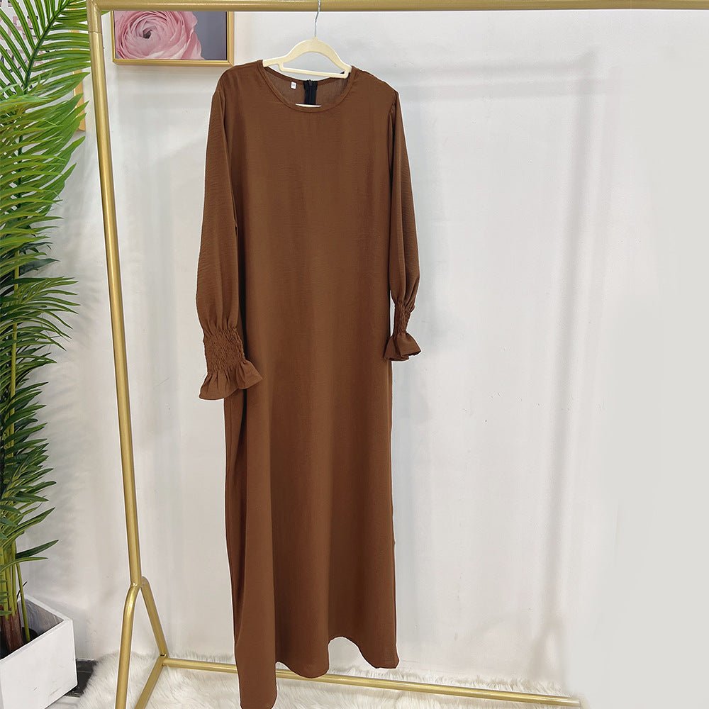 MA107 Crepe Solid Colour Trumpet Elasticated Sleeve Abaya - Mariam's Collection