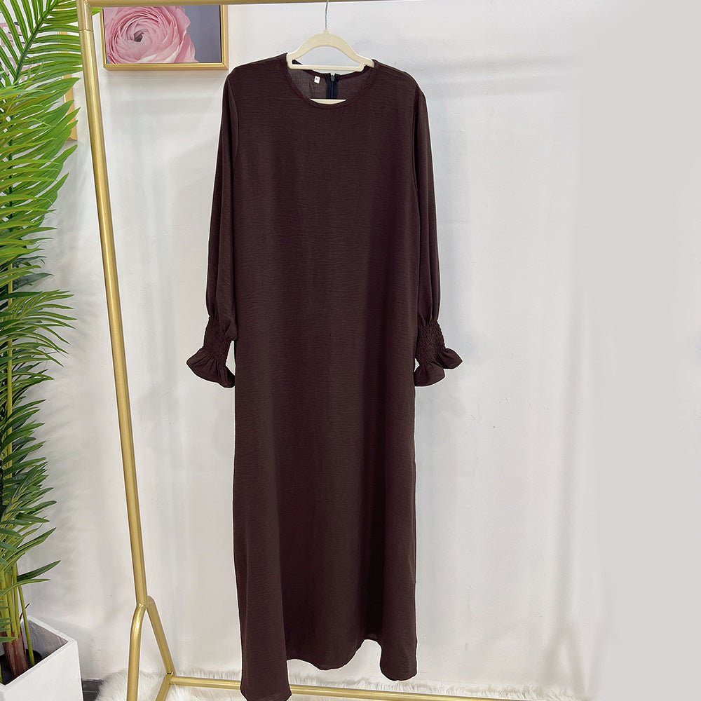 MA107 Crepe Solid Colour Trumpet Elasticated Sleeve Abaya - Mariam's Collection