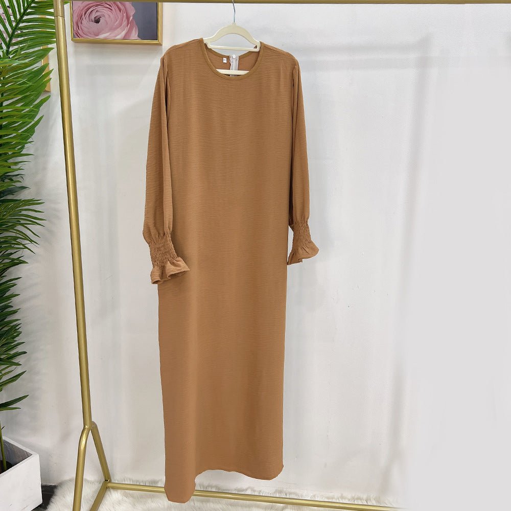 MA107 Crepe Solid Colour Trumpet Elasticated Sleeve Abaya - Mariam's Collection