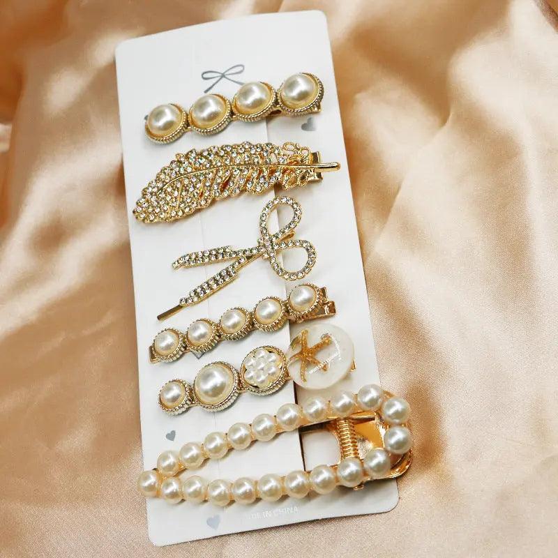 MAC015 Hijab Accessories, 6 Pcs Pearl Hairpin Set - Mariam's Collection